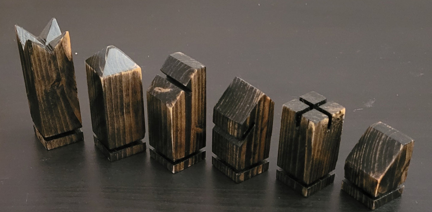 Set of chess pieces.