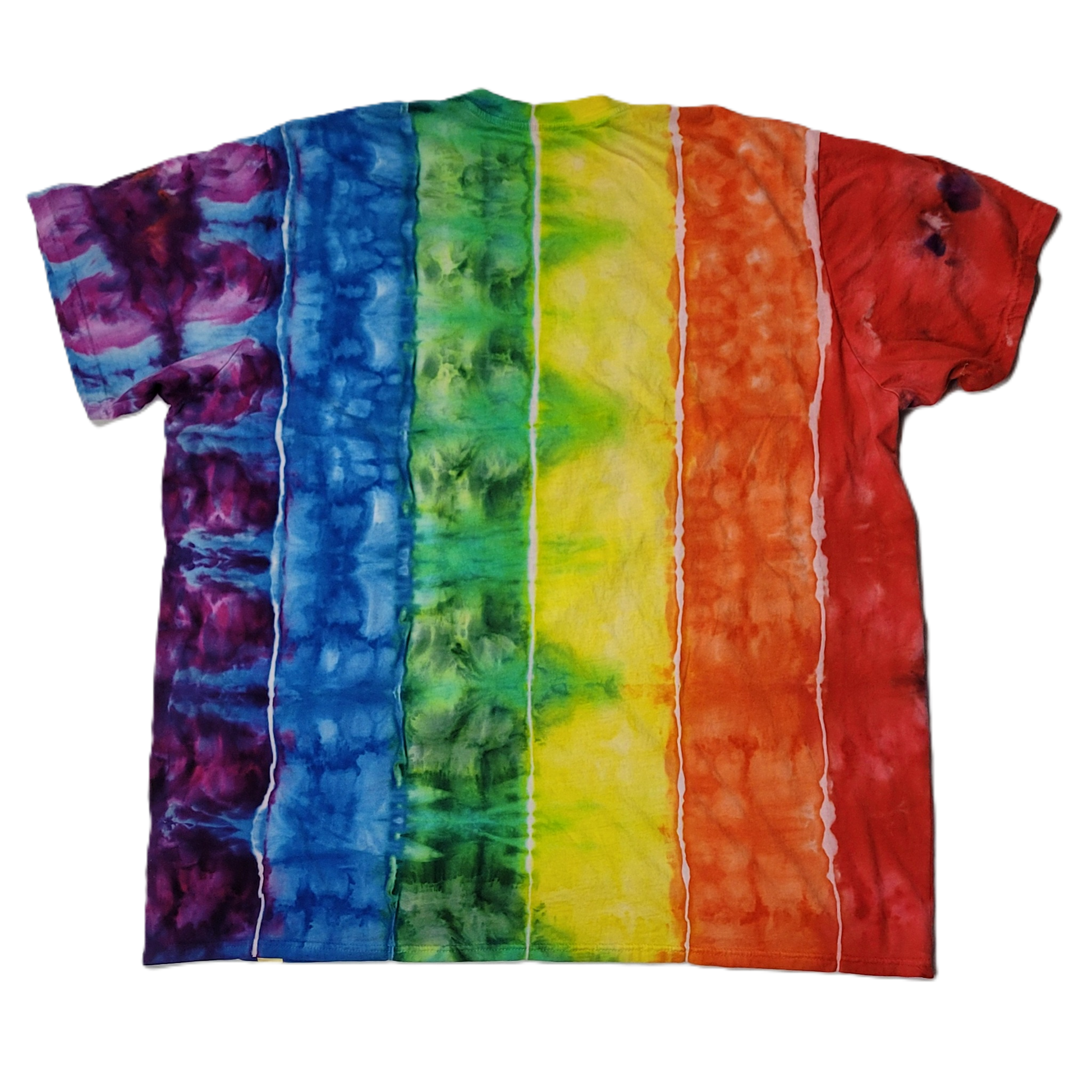 Rainbow tie-dye t-shirt on a white background