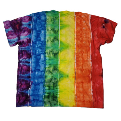 Rainbow tie-dye t-shirt on a white background