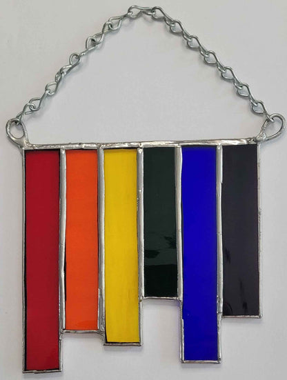 The Staggered Rainbow Fringe Stained Glass Sun Catcher