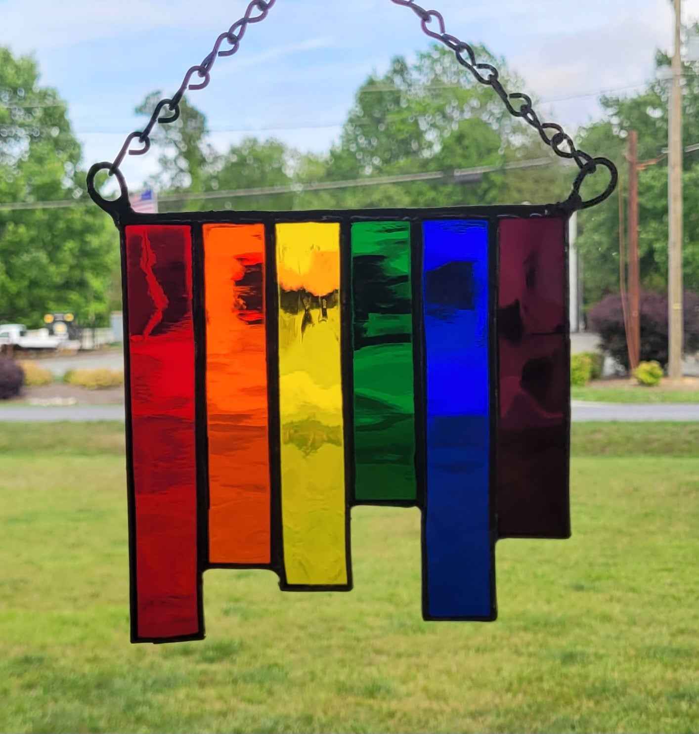 The Staggered Rainbow Fringe Stained Glass Sun Catcher
