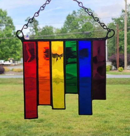 The Staggered Rainbow Fringe Stained Glass Sun Catcher