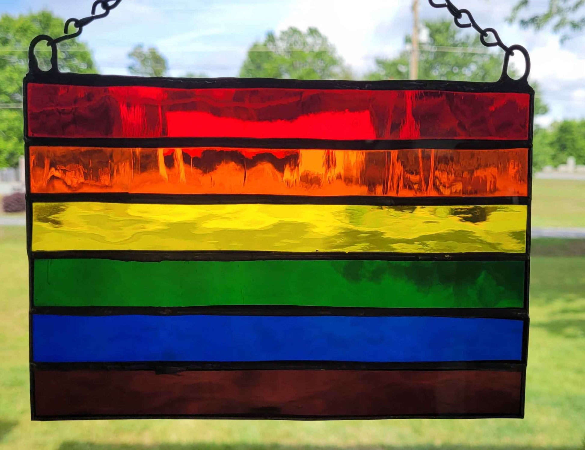 Rainbow Flag Stained Glass Sun Catcher