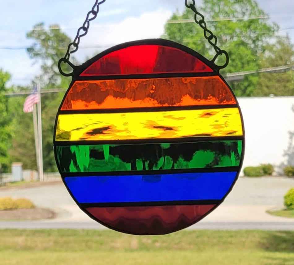 The Rainbow Sunburst Circle Stained Glass Sun Catcher