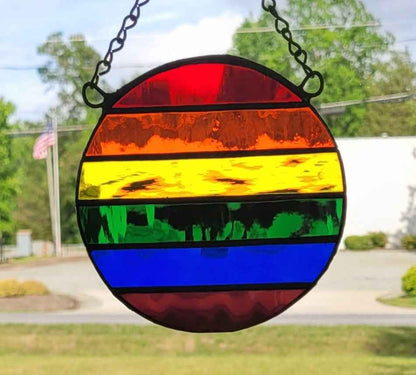 The Rainbow Sunburst Circle Stained Glass Sun Catcher