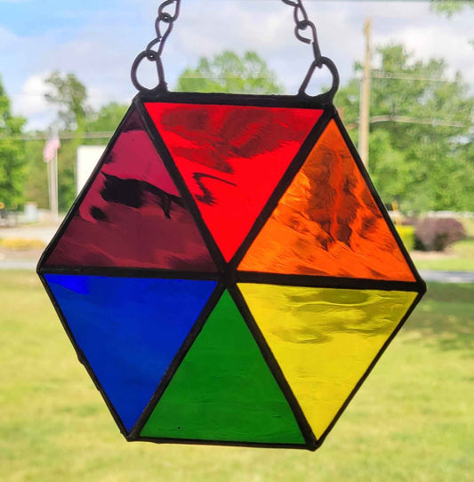 The Rainbow Hexagon Stained Glass Sun Catcher