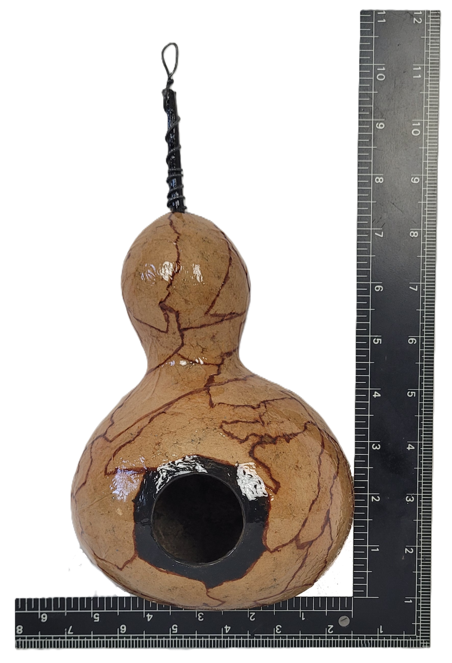 Brown Paper Bag Decoupaged Gourd Birdhouse