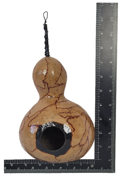 Brown Paper Bag Decoupaged Gourd Birdhouse