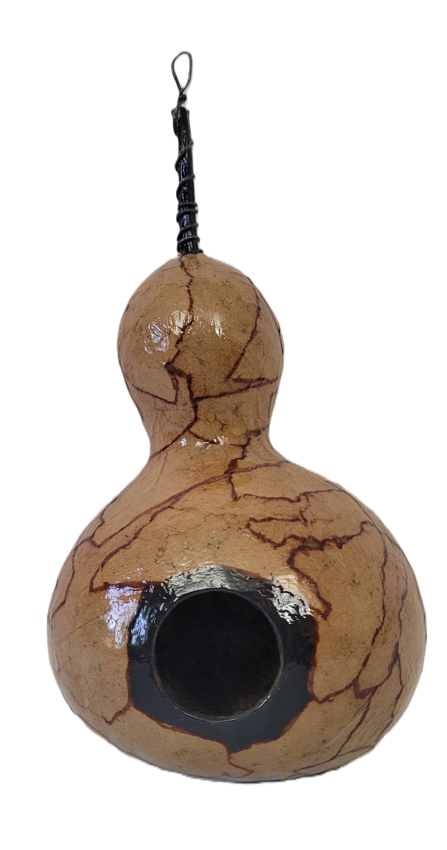 Brown Paper Bag Decoupaged Gourd Birdhouse
