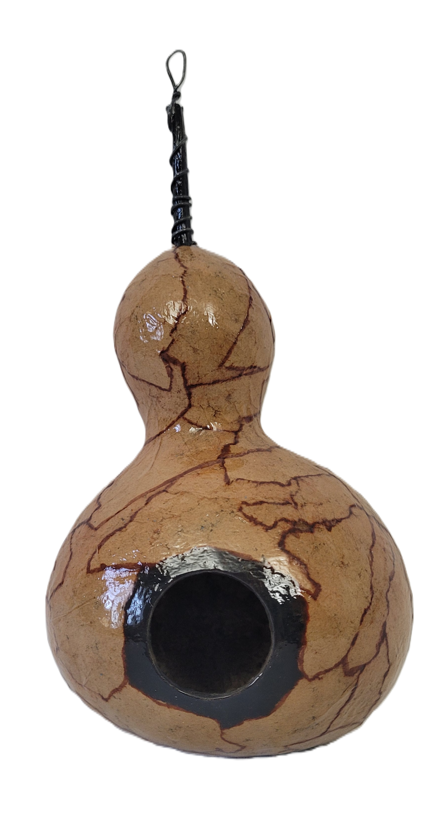 Brown Paper Bag Decoupaged Gourd Birdhouse