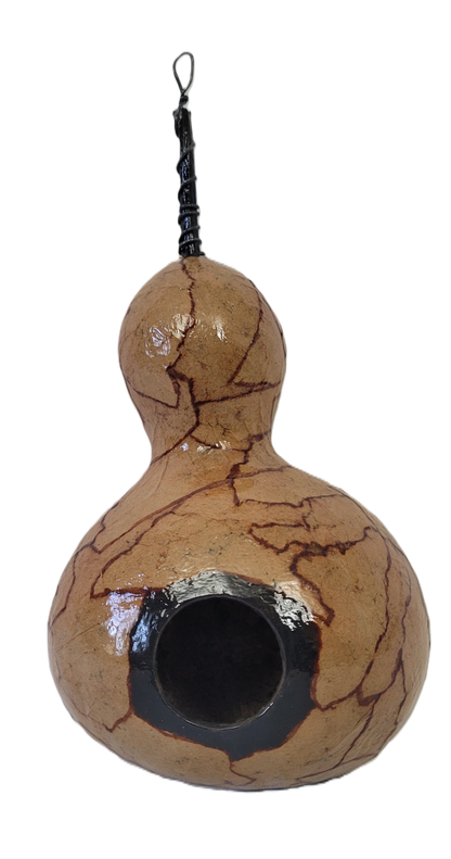Brown Paper Bag Decoupaged Gourd Birdhouse