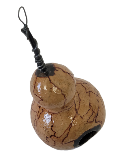 Brown Paper Bag Decoupaged Gourd Birdhouse