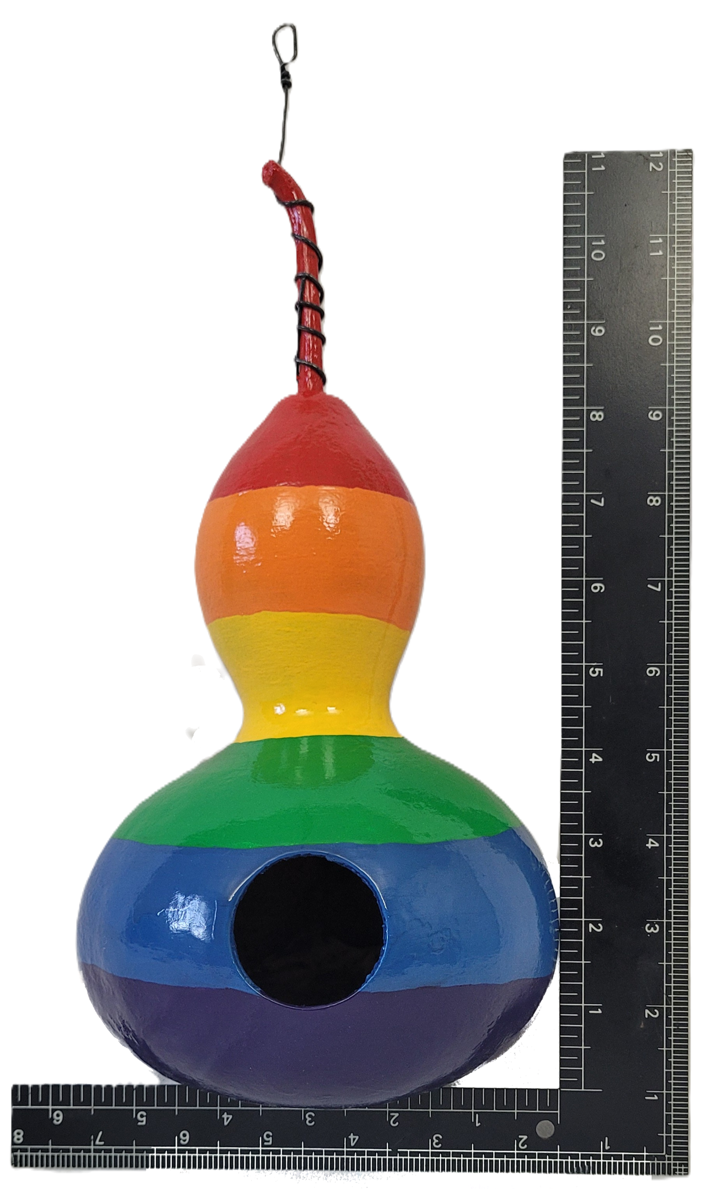 Hand-Painted Rainbow Gourd Birdhouse