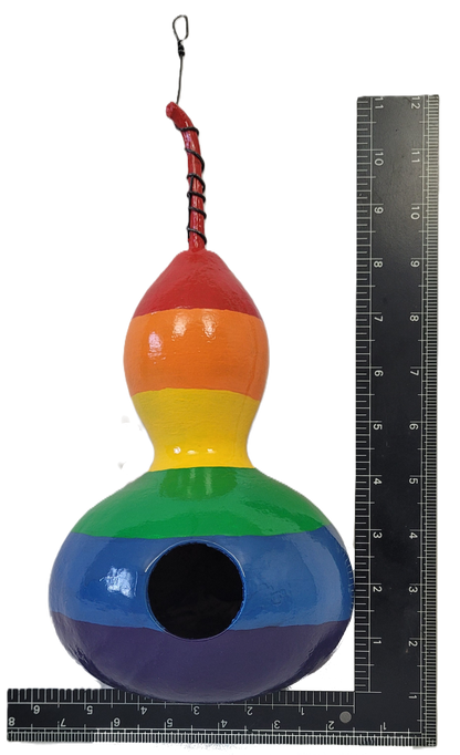 Hand-Painted Rainbow Gourd Birdhouse