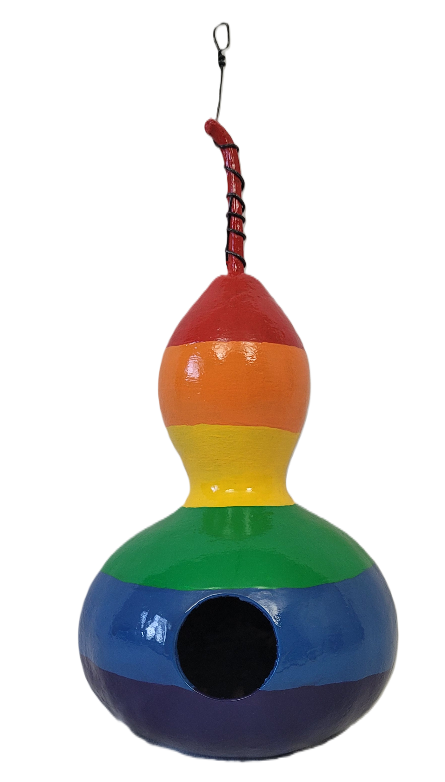 Hand-Painted Rainbow Gourd Birdhouse