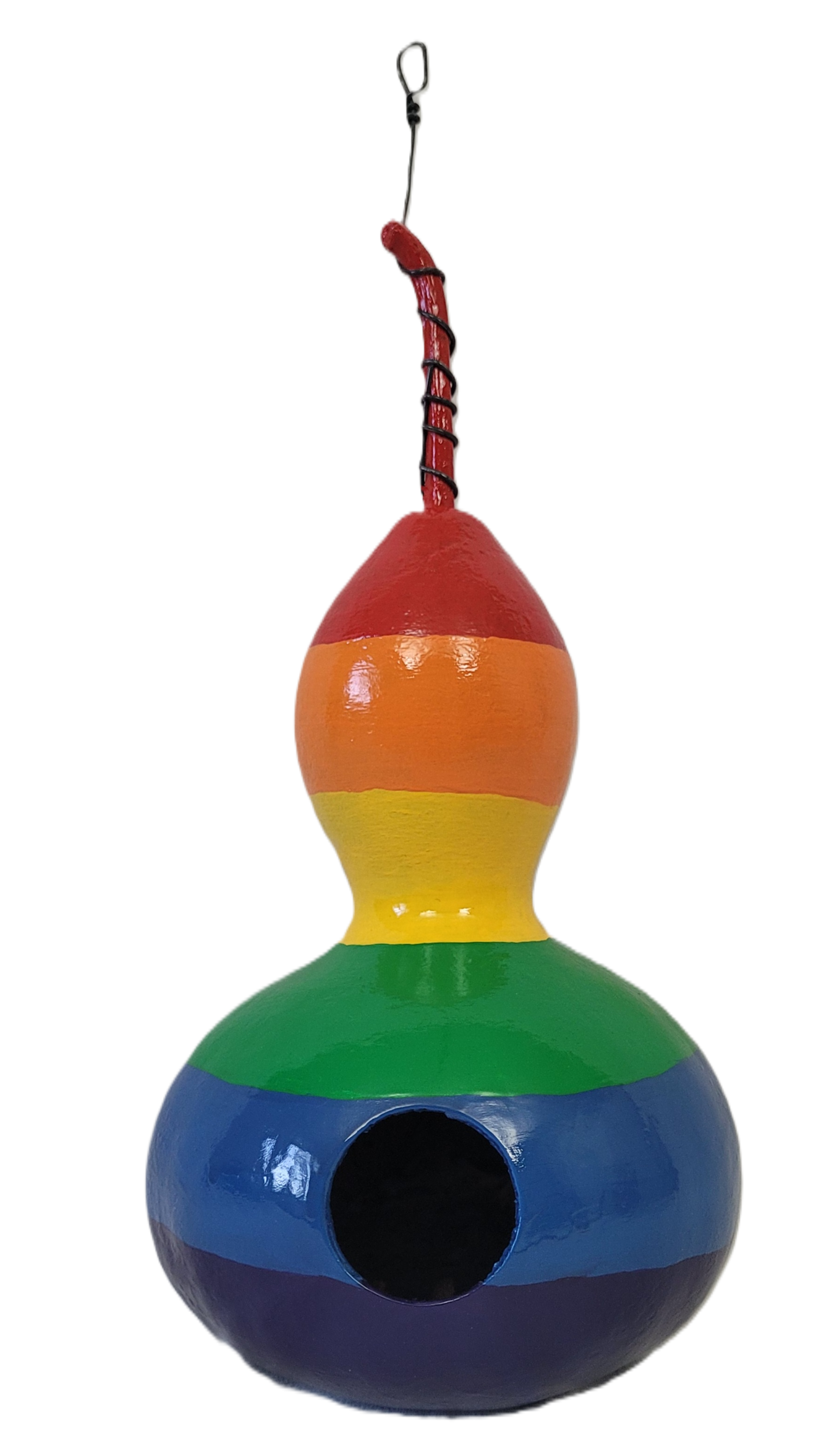 Hand-Painted Rainbow Gourd Birdhouse