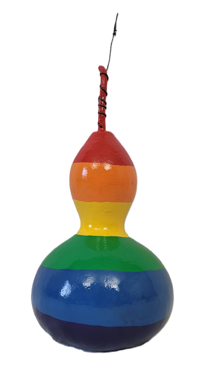 Hand-Painted Rainbow Gourd Birdhouse