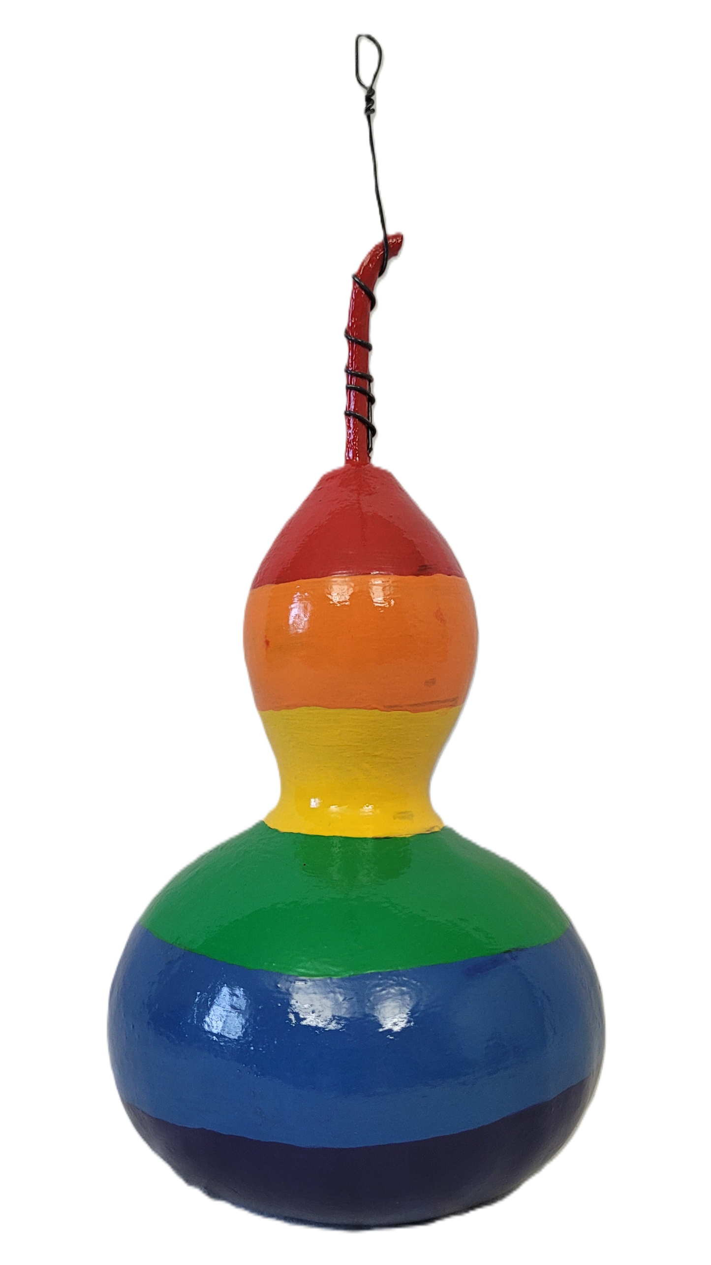 Hand-Painted Rainbow Gourd Birdhouse