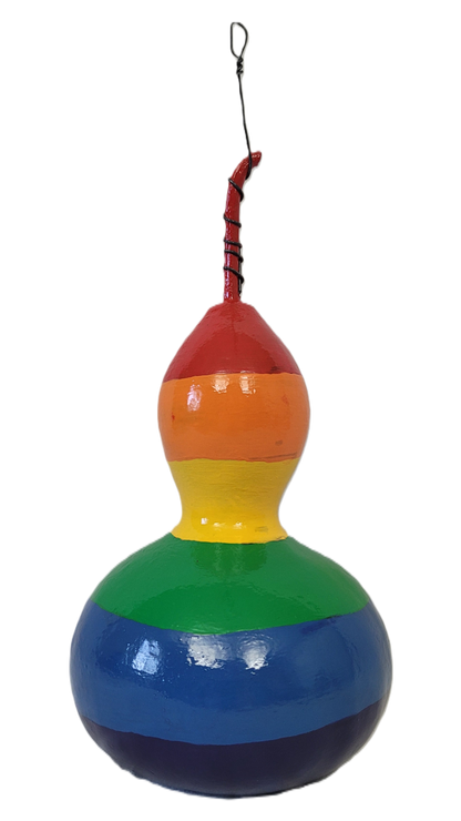Hand-Painted Rainbow Gourd Birdhouse