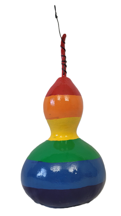 Hand-Painted Rainbow Gourd Birdhouse