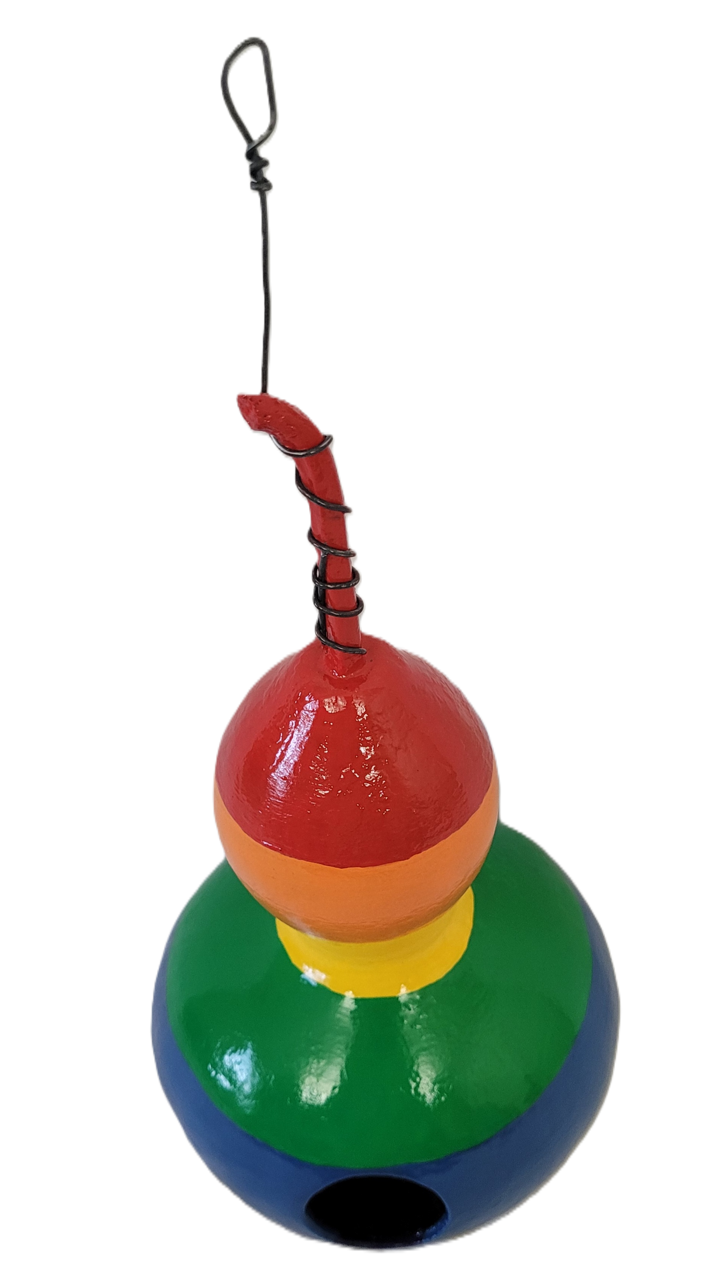 Hand-Painted Rainbow Gourd Birdhouse