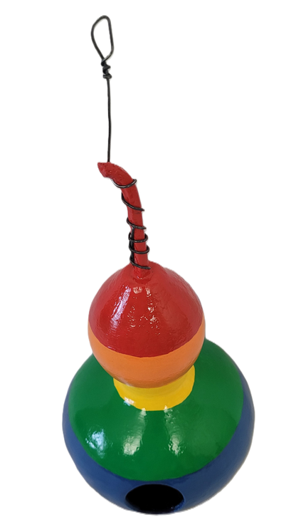 Hand-Painted Rainbow Gourd Birdhouse