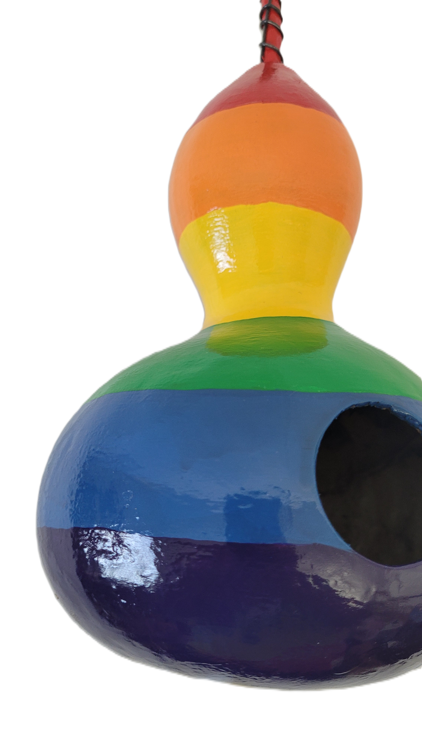 Hand-Painted Rainbow Gourd Birdhouse