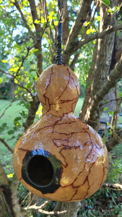 Brown Paper Bag Decoupaged Gourd Birdhouse