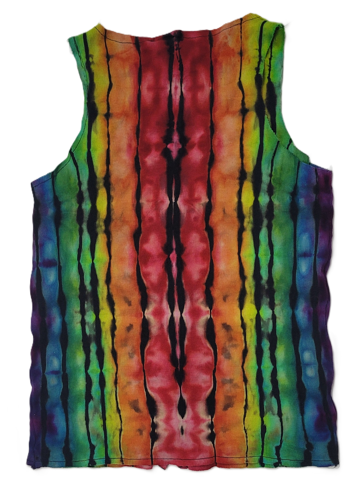 Rainbow Stripe Ribbed Button-Up Tank – Adult, Ladies, Size M
