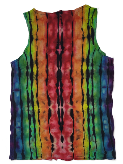 Rainbow Stripe Ribbed Button-Up Tank – Adult, Ladies, Size M