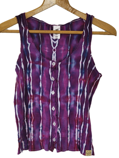 Midnight Magenta Ribbed Button-Up Tank – Adult, Ladies