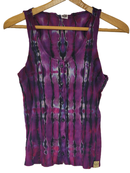 Midnight Magenta Ribbed Button-Up Tank – Adult, Ladies