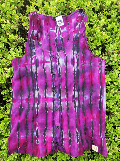 Midnight Magenta Ribbed Button-Up Tank – Adult, Ladies