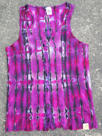 Midnight Magenta Ribbed Button-Up Tank – Adult, Ladies