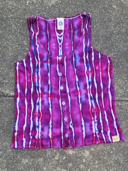 Midnight Magenta Ribbed Button-Up Tank – Adult, Ladies