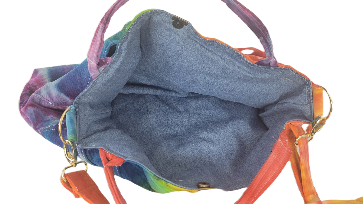 Rainbow Tie-Dye Hand Bag lined inside
