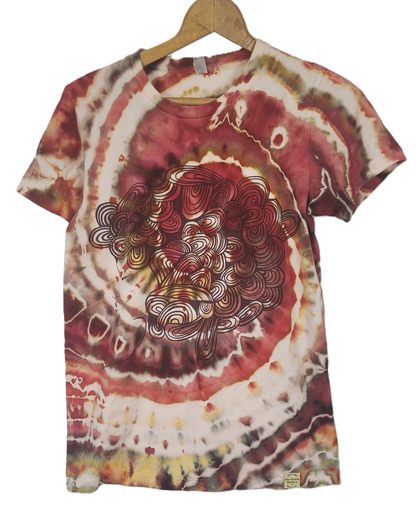 Crimson Crown Spiral Upcycled Tie-Dye T-Shirt – Adult, Ladies, Size XL