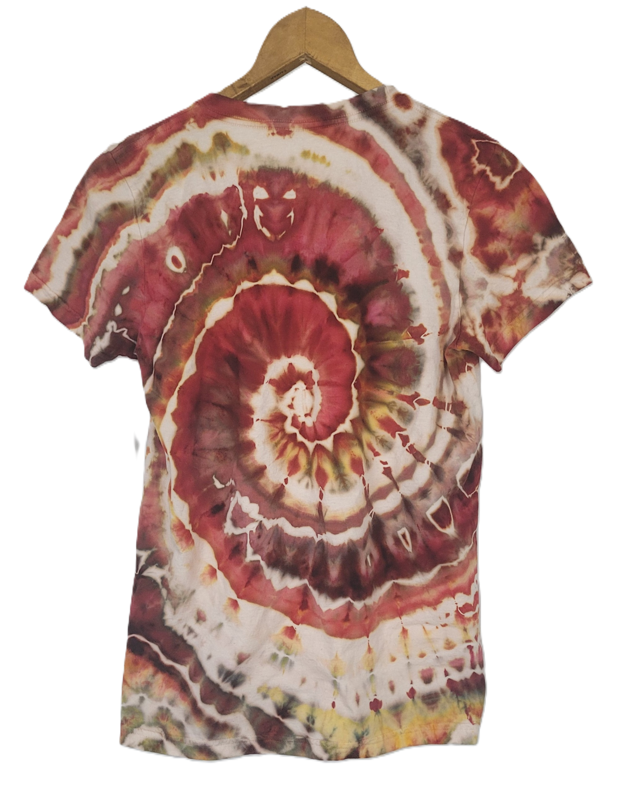 Crimson Crown Spiral Upcycled Tie-Dye T-Shirt – Adult, Ladies, Size XL