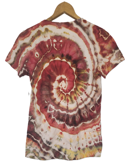 Crimson Crown Spiral Upcycled Tie-Dye T-Shirt – Adult, Ladies, Size XL