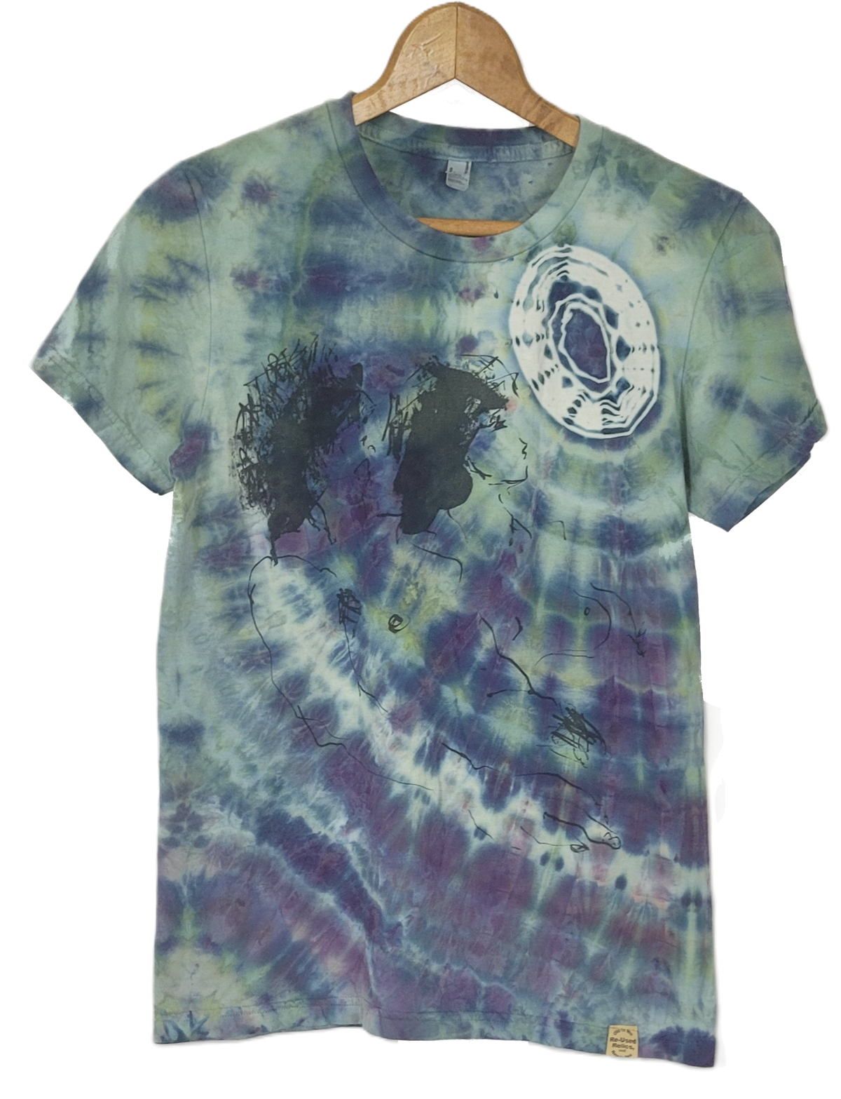 Midnight Embrace Spiral Upcycled Tie-Dye T-Shirt – Adult, Ladies, Size XL