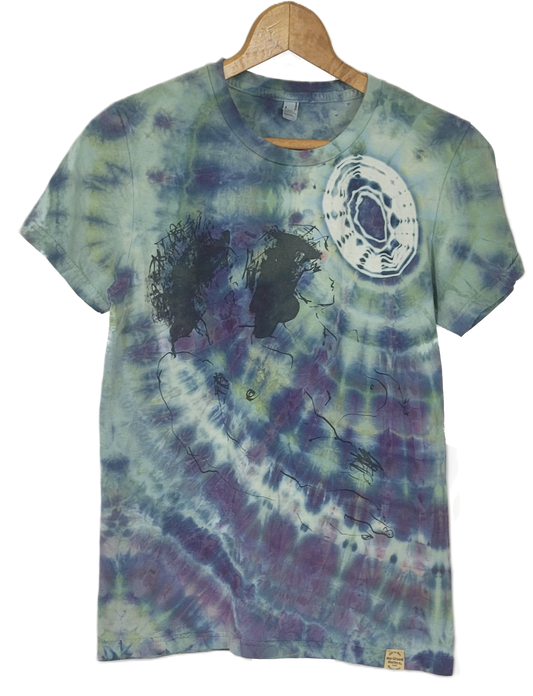 Midnight Embrace Spiral Upcycled Tie-Dye T-Shirt – Adult, Ladies, Size XL
