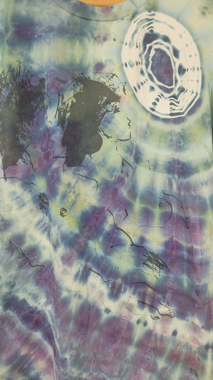 Midnight Embrace Spiral Upcycled Tie-Dye T-Shirt – Adult, Ladies, Size XL