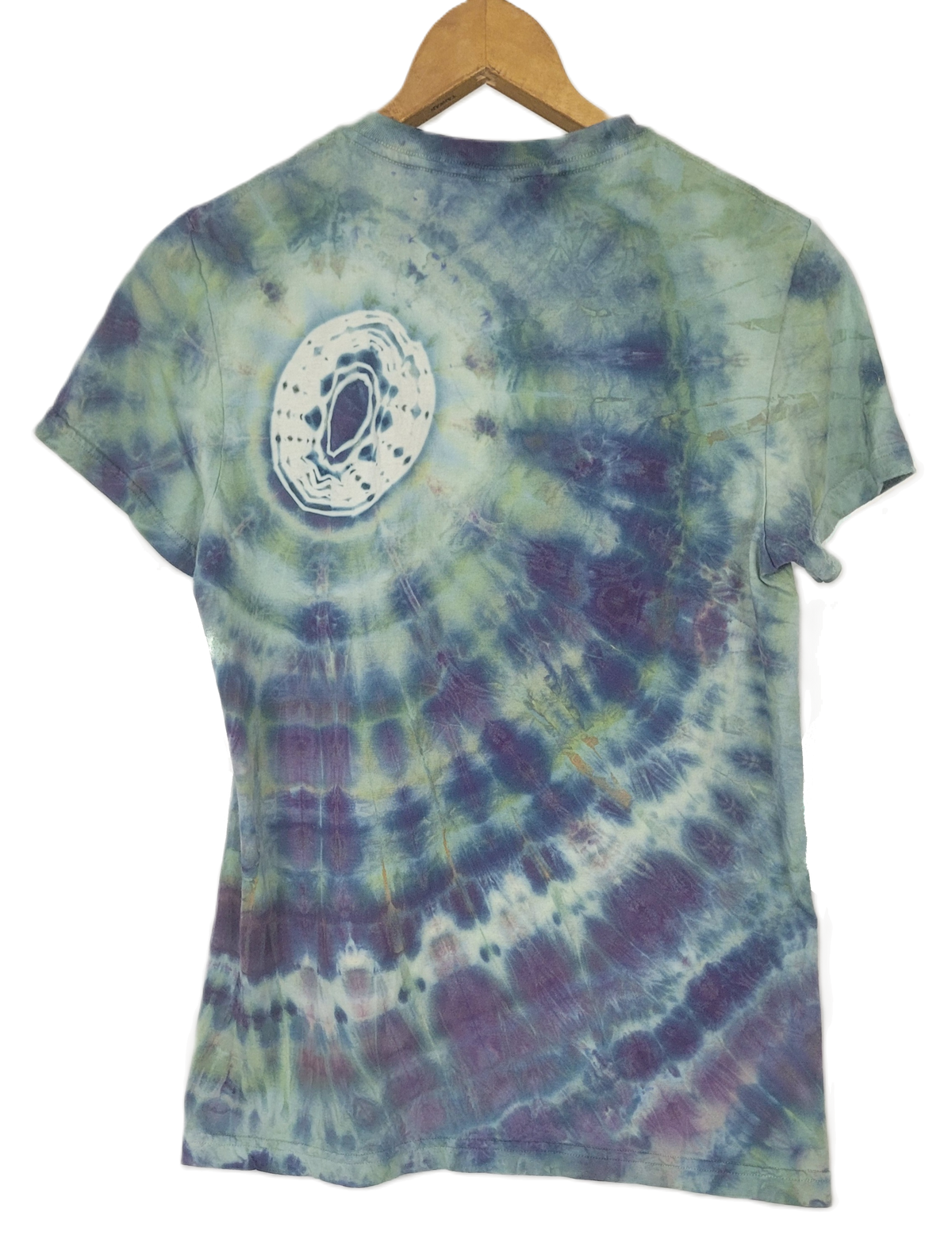 Midnight Embrace Spiral Upcycled Tie-Dye T-Shirt – Adult, Ladies, Size XL