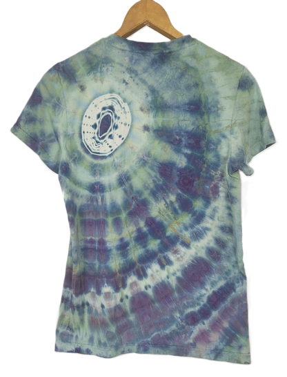 Midnight Embrace Spiral Upcycled Tie-Dye T-Shirt – Adult, Ladies, Size XL
