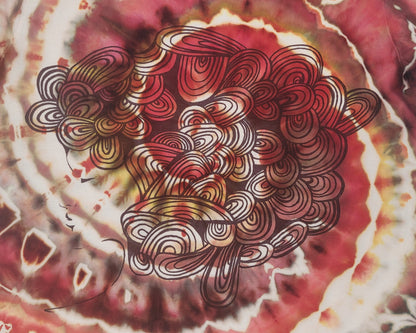 Crimson Crown Spiral Upcycled Tie-Dye T-Shirt – Adult, Ladies, Size XL