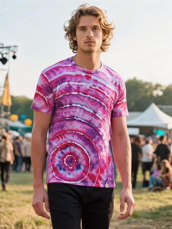 Berry Quartz Geode Tie-Dye T-Shirt - Adult, Unisex, Size L