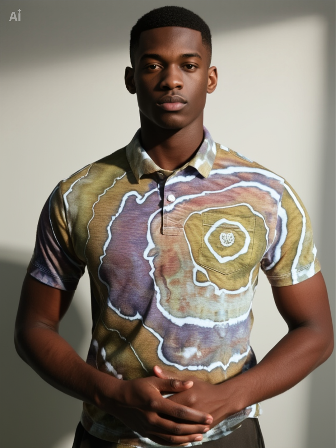 Gilded Geode Upcycled Polo Shirt – Adult, Men’s, Size S