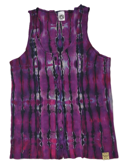 Midnight Magenta Ribbed Button-Up Tank – Adult, Ladies