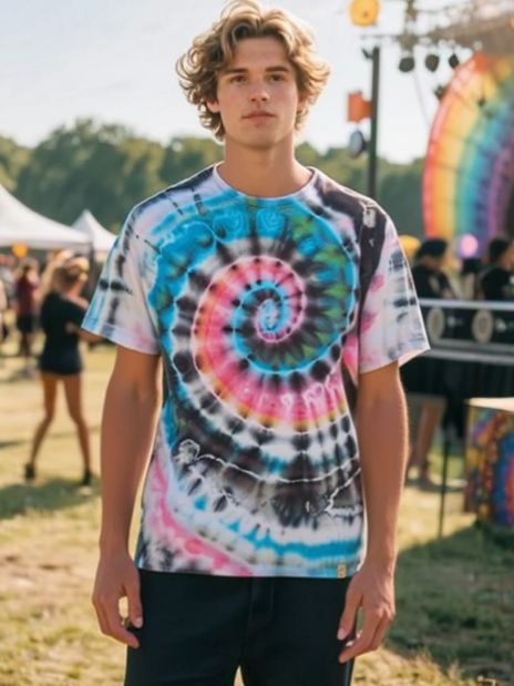 The Cosmic Nautilus Tie-Dye T-Shirt – Adult, Unisex, Size XL