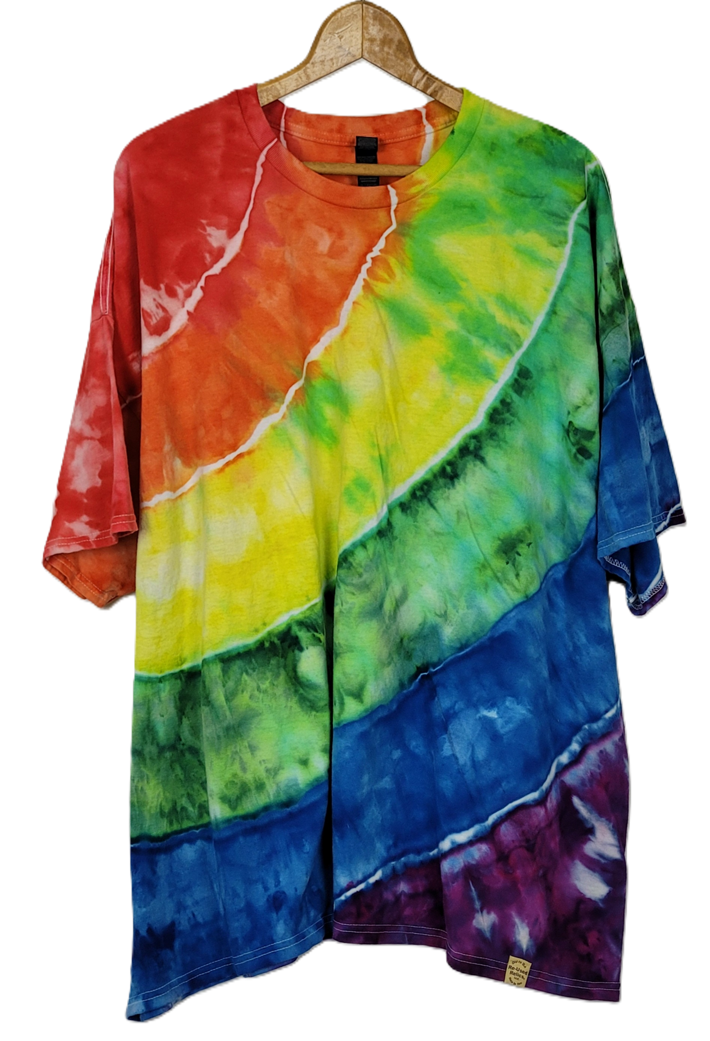 Diagonal Arc Rainbow Tie-Dye T-Shirt – Adult, Unisex, Size 4XL